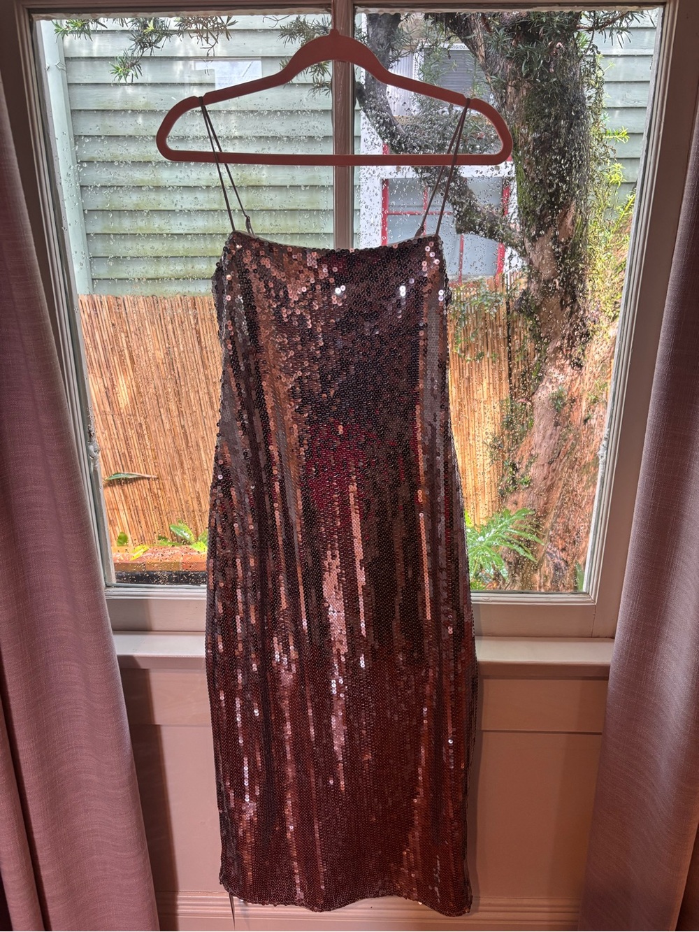 Silver Sequin Slip Dress